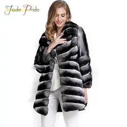 Jade-гордость норки Мех животных по Пальто для будущих мам Средний Для женщин Куртки из кожи длинный рукав зима теплая 2017 уличная Стиль Mujer