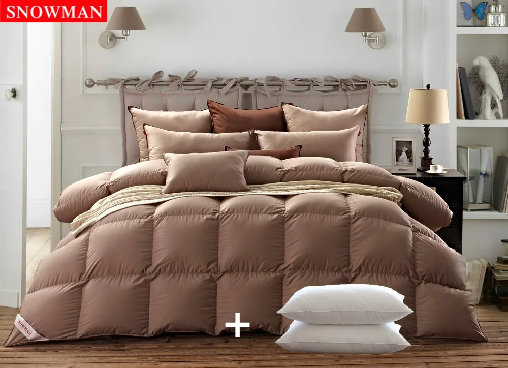 2 Pillows Good Quality Snowman Winter Bedding Goose Down Comforter