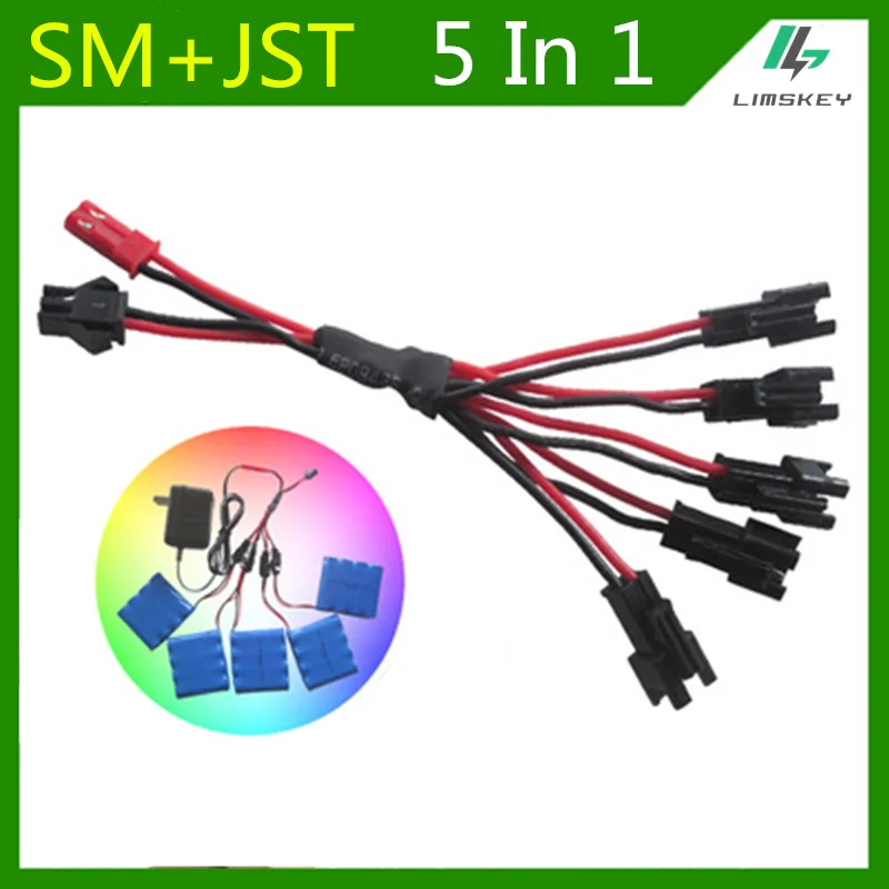 

Lipo Battery Charging Cable SM plug 5 in 1 Charger cable For Difeida DFD F182 F183 H8C H8D Udi U12A Syma S033g rc toy