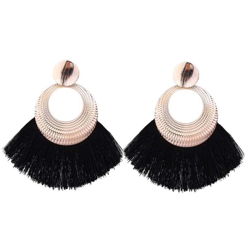 

Fashion Bohemian Long Statement Tassel Drop Earrings Luxury alloy Tassel Earrings For Women 8 Color Dangle Earrings Bijoux