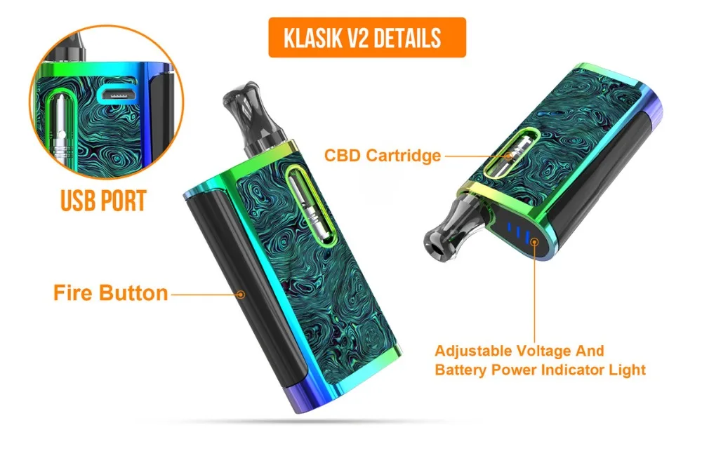 Испаритель 650 мАч Kangvape Klasik V2 коробка мод Vape комплект с 0,5 мл распылитель 510 нить электронная сигарета Vape ручка