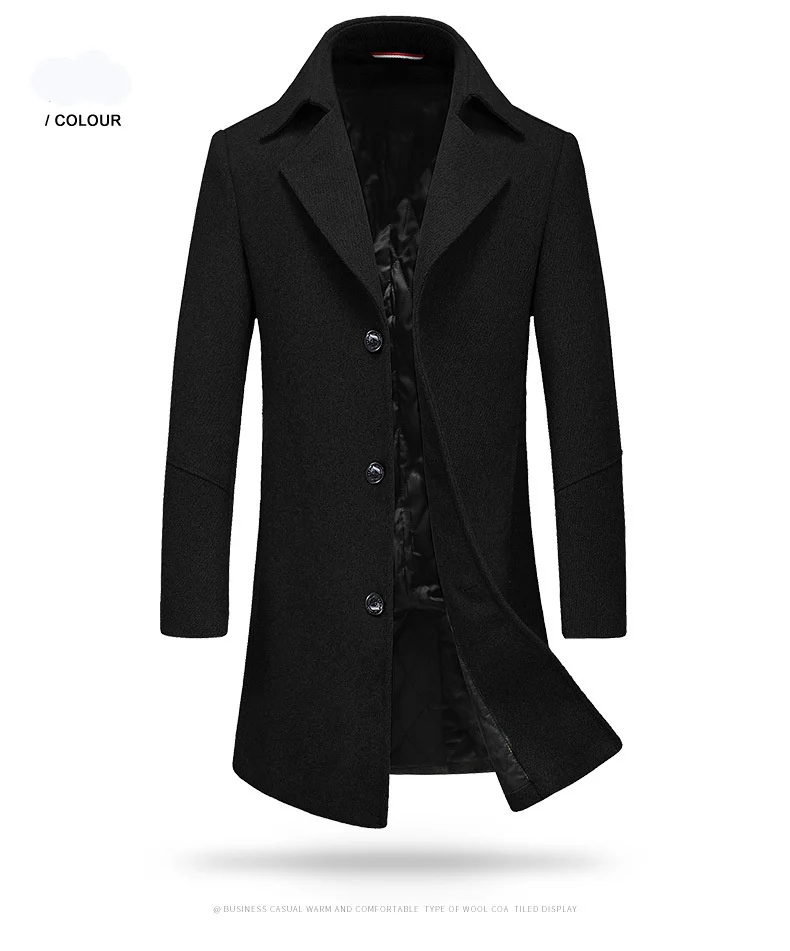 FGKKS, мужское зимнее шерстяное пальто,, Мужская Новая мода, однотонный цвет, теплый, толстая шерсть, смесь шерсти, бушлат, мужской Тренч, пальто