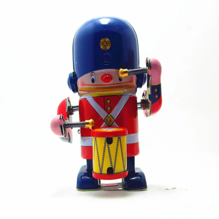 Классическая коллекция Ретро заводные металлические ходячие оловянные латунные военные группы игральные барабаны робот механические игрушки Детский подарок