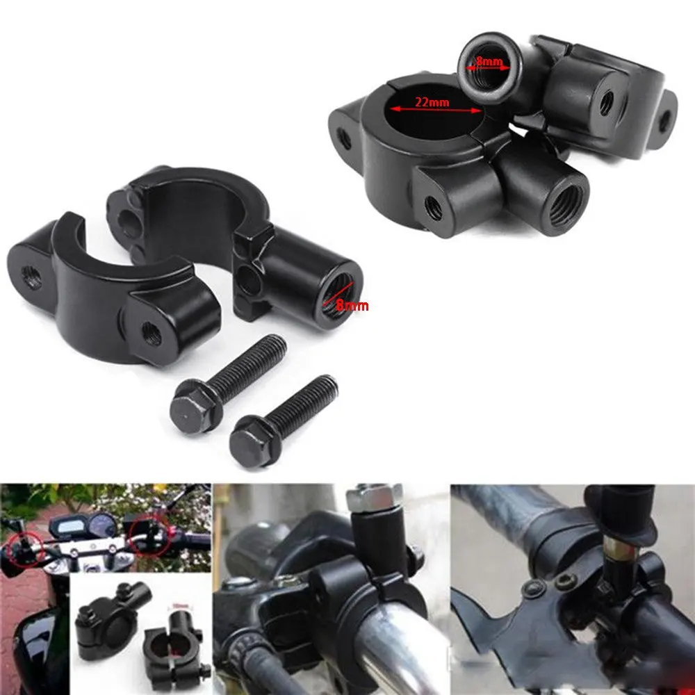 2pcs Motorcycle Universal 78 22mm Handlebar Rearview Mirror Holder Mount Adapter For Motor Scooter Bike With 8mm Screw Hole (2)