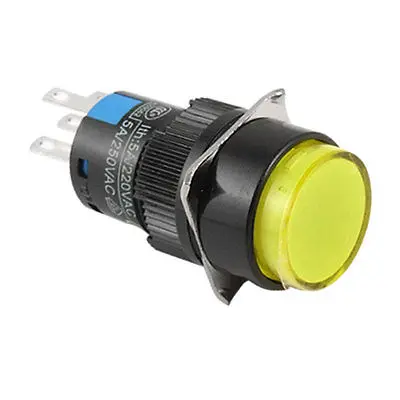 

Illuminated Ylw Round Cap AC 250V 5A Push Button Switch