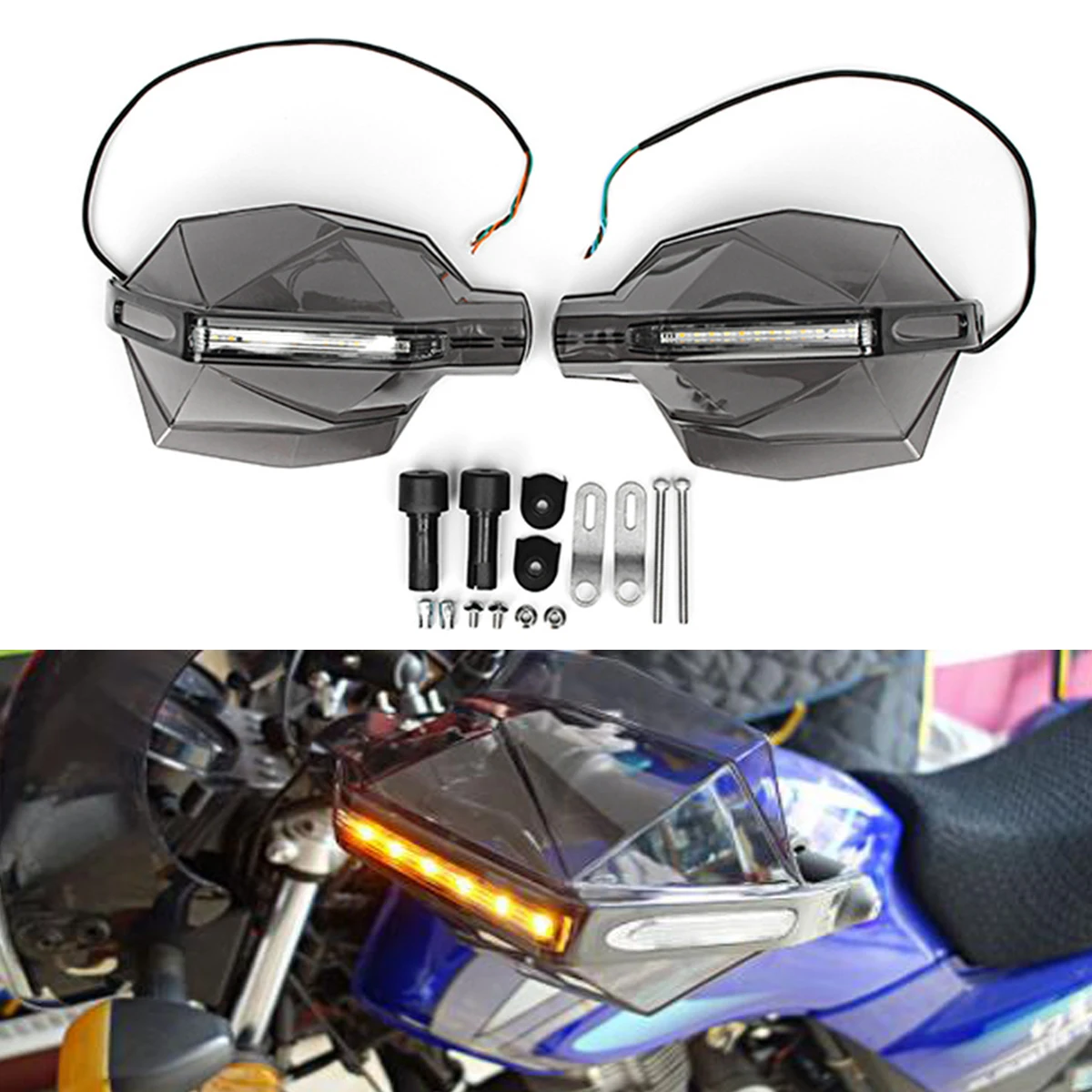 

A Pair 22mm 7/8 Universal Motorbike Motorcycle Handlebars LED Hand Guard Wind Protector Shield Windproof Protective Gear