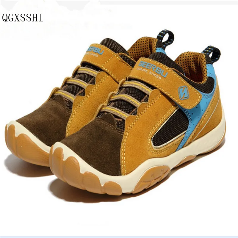 

QGXSSHI 2016 Spring And Autumn Children Casual Shoes Girls Boys Brand Sport Shoes Kids Genuine Leather Sneakers Baby Shoes
