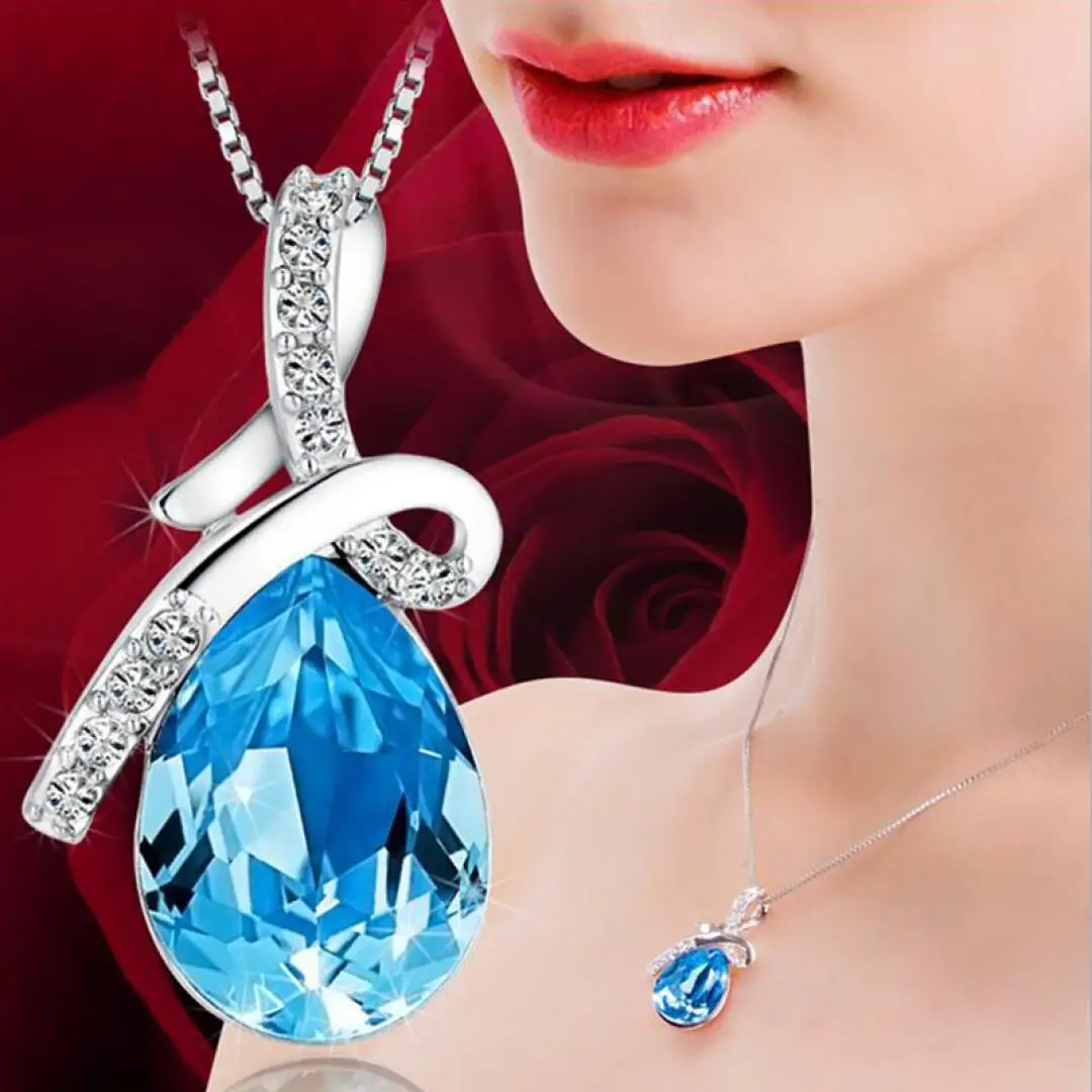 

2018 Hot Sell Top Class Fashion Heart Pendant Necklace Crystal Jewelry New Girls Women Jewelry