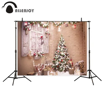 

Allenjoy photographic background Winter snow window life lantern Christmas new backdrop photocall photo printed customize