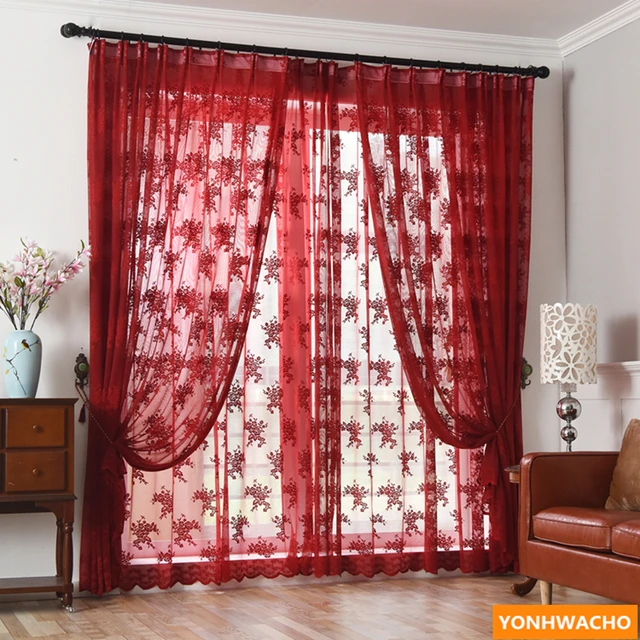 Custom curtains luxury European red wedding bedroom festive modern
