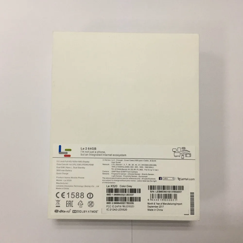 Letv LeEco Le 2 X520 смартфон с 5 дюймовым дисплеем восьмиядерным процессором Snapdragon 652 ОЗУ