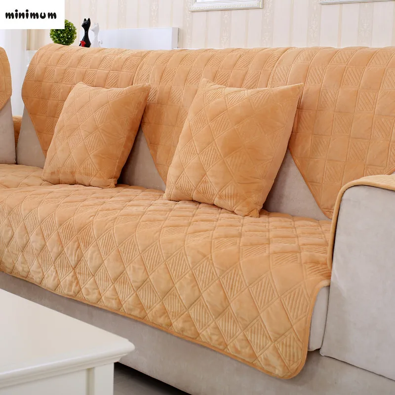 Sofa Cushions Cloth Solid Color Plush Thickening Non Slip Sofa Cushions Cloth Solid Color Plush