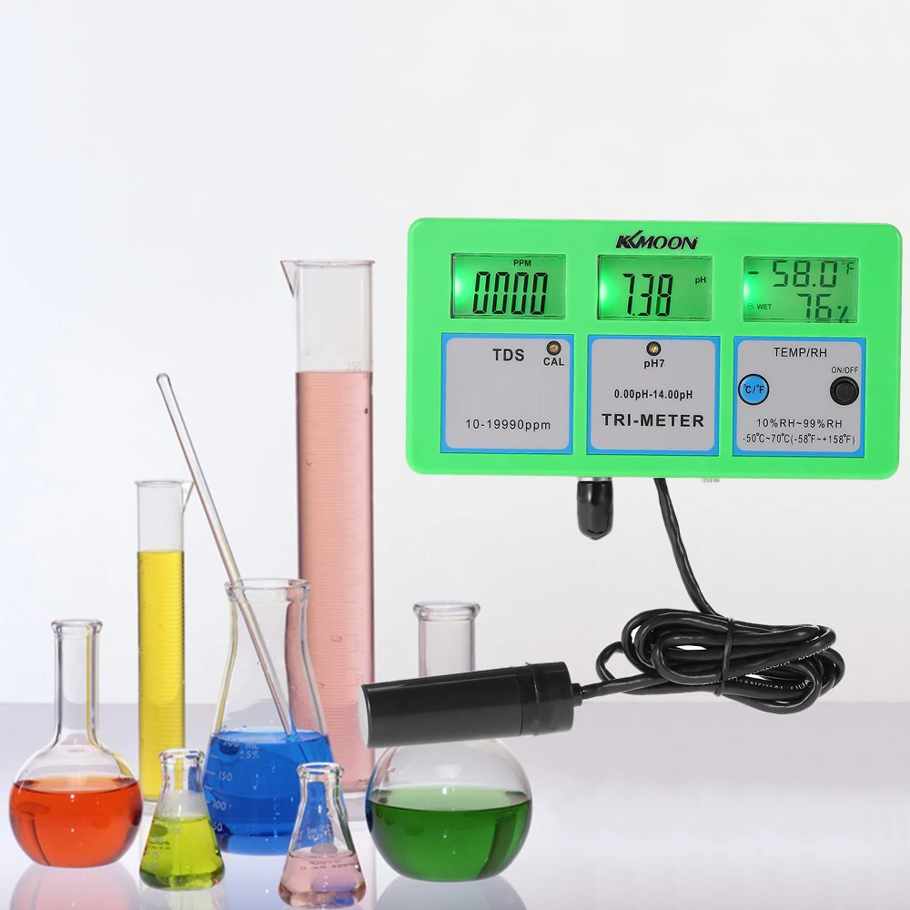 

KKmoon 4 in 1 pH Meter Multi-parameter Water Quality Tester Digital Multi-function Water Quality Monitor for RH / EC(TDS) / TEMP