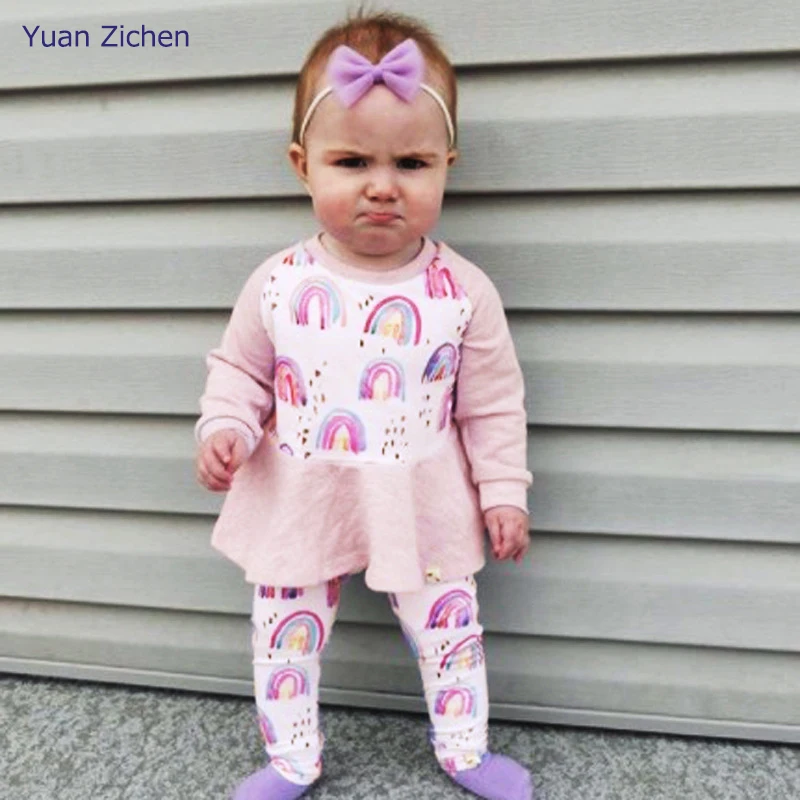 Newborn Baby Clothes Set Baby Girl Clothes Rainbow 2pc Infant Clothing