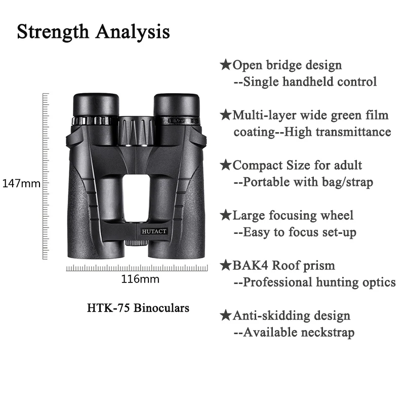 Охотничьи бинокли 8x42 Binocolo компактный с чехлом стрела ремень BAK4 Крыша Призма портативный профессиональный hutact