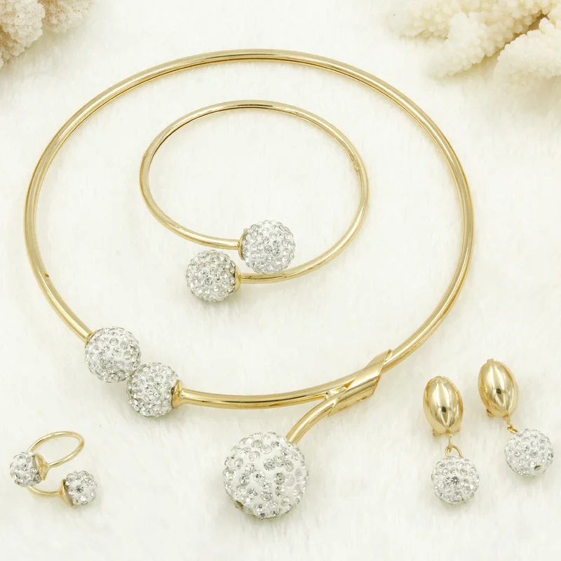 

Liffly Elegant Women Jewelry High Quality White Lantern Austria Crystal Necklace Earrings Bride Fashion Wedding Jewelry Sets