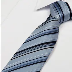 % Шелк 2014 Новый белый полосатый темно-синий мужской галстук gravatas де Седа classica галстук 8 см галстук для мужчин галстуки Галстук