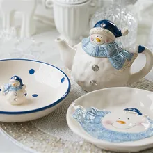 Украшения для дома десертная тарелка закуски блюда творческий милый мультфильм керамическая чаша Снеговик блюдо чайные наборы чайников