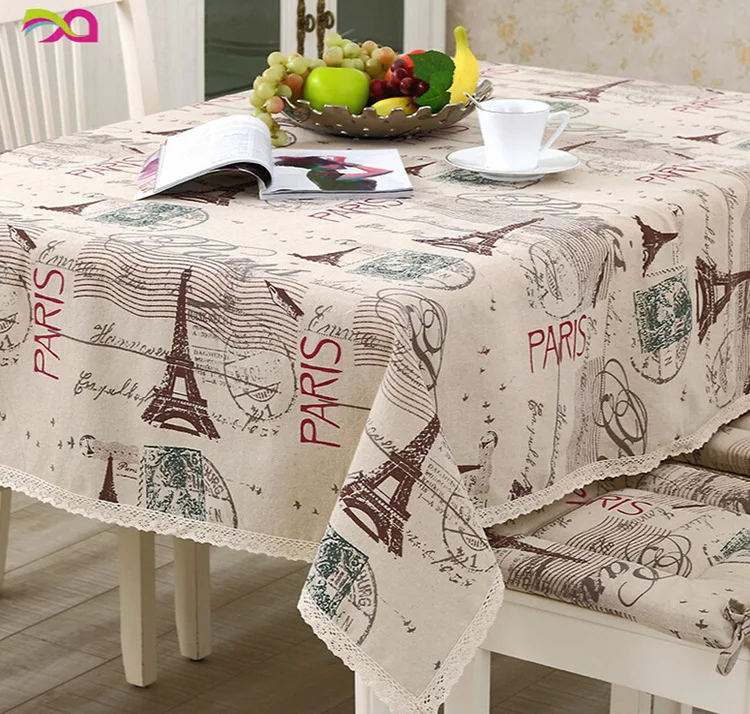 Linen Cotton Tablecloths For Rectangular Tables Paris Eiffel Tower