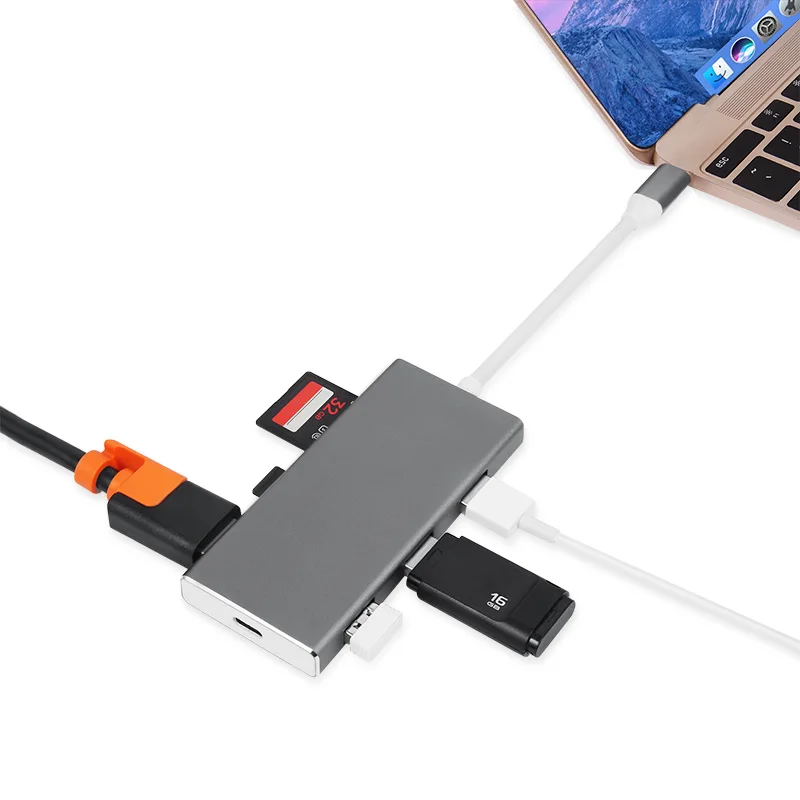 7 в 1 Тип C usb Hub адаптер 3 Порты HDMI Выход зарядки и разъёмы SD/микро SD кард ридер для