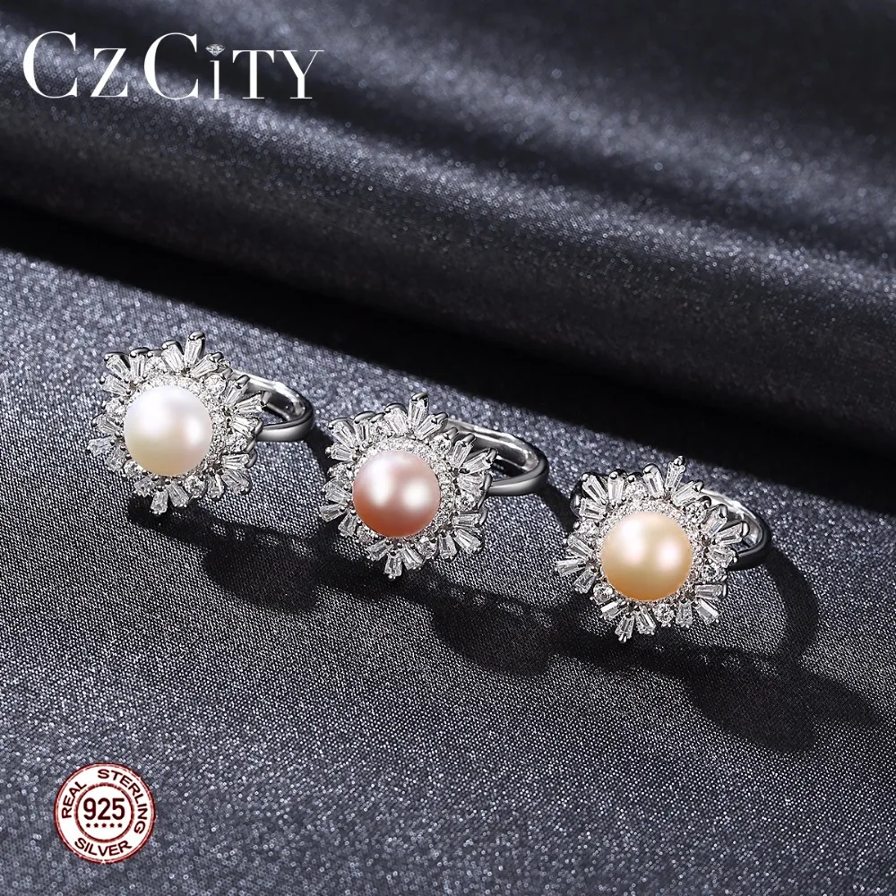 CZCITY Снежинка 925 пробы серебро Обручение палец кольцо из натурального