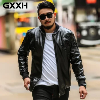 

GxxH Autumn and Winter New tide brand Leather Casual Large size Men's tide jacket More size XXL-7XL Suitable for 140kg