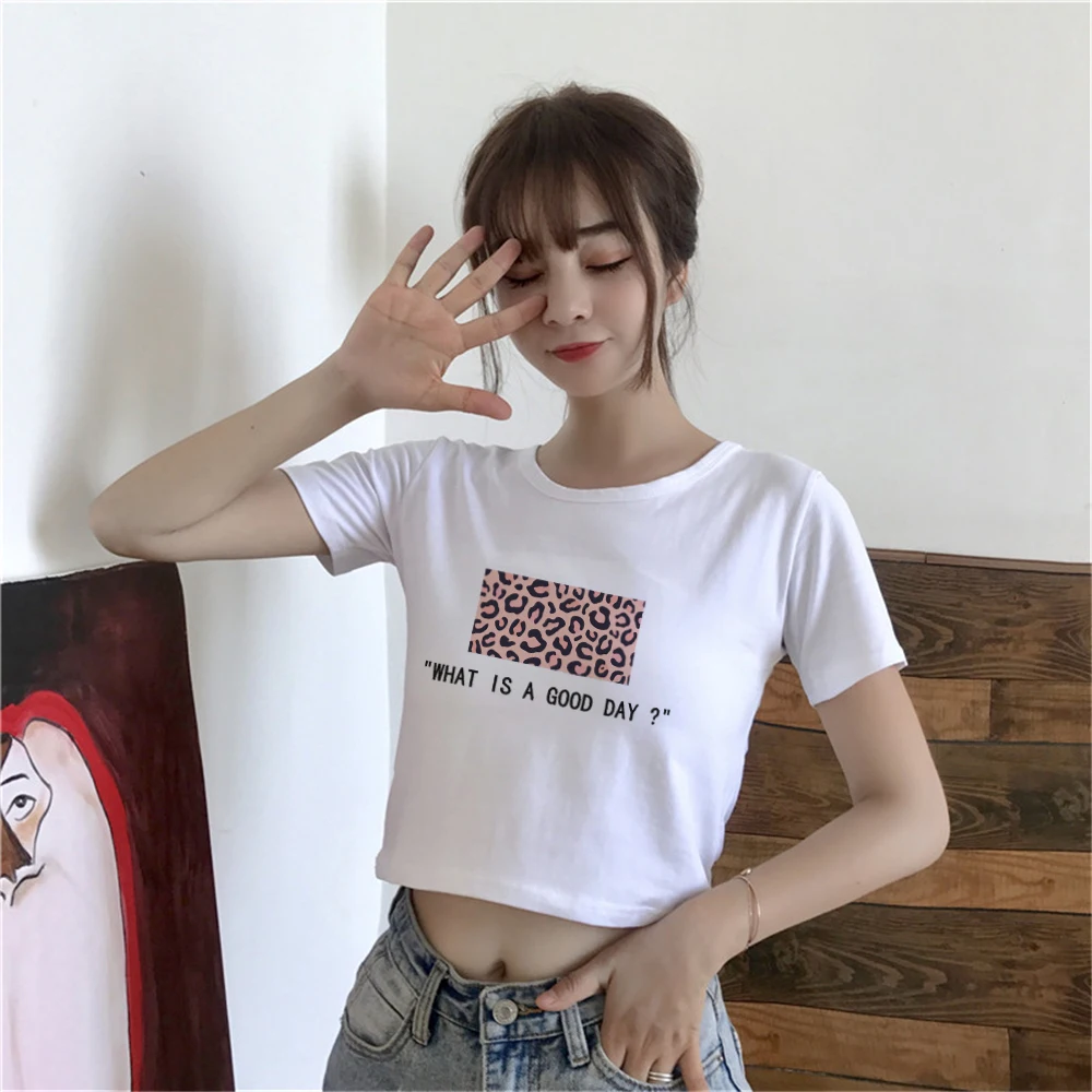 Харадзюку обрезная Футболка женская 2019 Tumblr футболка с коротким рукавом What Is A Good
