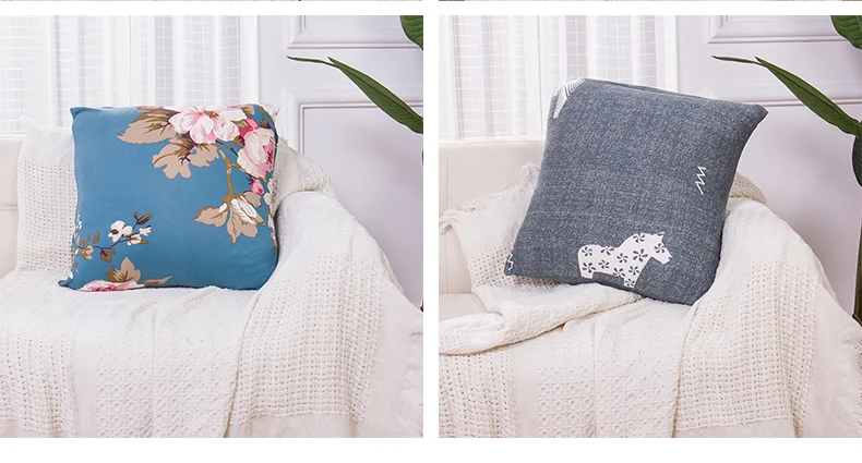 Knitted Cushion Cover Decorative Pillow Case Linen Square 45  45 Printed Pillowcase for Home Chair Decor and Car (10)