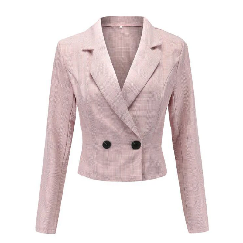 RAISEVERN для женщин Повседневное тонкий офисный блейзер верхняя одежда женский Кнопка плед формальные Блейзер Куртка осень короткий ко