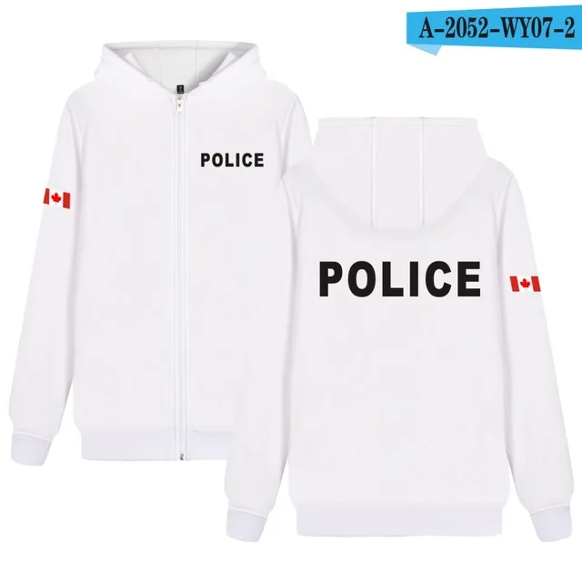 Полицейская одежда, мужская модная куртка, пальто с принтом, толстовки с капюшоном на молнии, Топ бренд, Повседневная Толстовка с капюшоном - Цвет: white