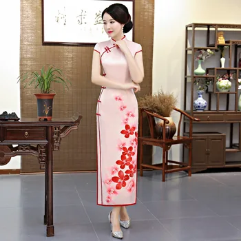 

2018 Summer Long Cheongsam White Blue Fashion Chinese style Dress Women Rayon Qipao Slim Party Dresses Lady Button Vestido S-4XL