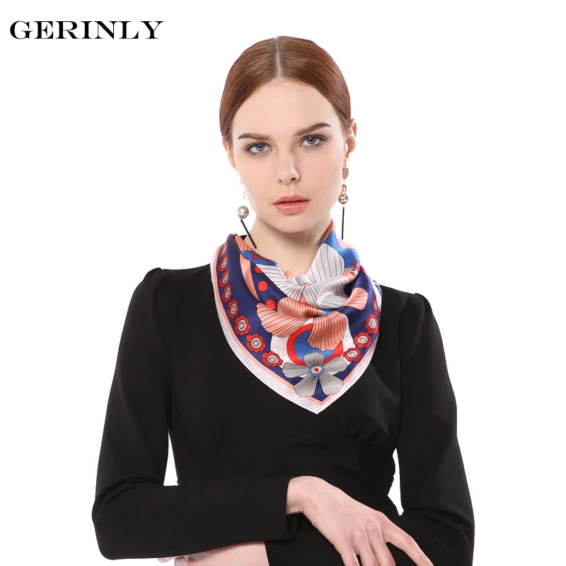 

100% Silk Scarf Women Flower Print Small Square Bandana Luxury Brand Kerchief Female Foulard Hijab Scarves for Hair Neckerchief