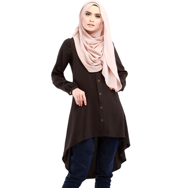

Plus Size 3XL Muslim Abaya Arabic Dress Loose Shirt Dresses Button Large Size Muslim Women Chiffon Retro Islamic Dress