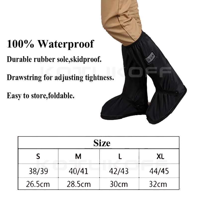 KOTLIKOFF Waterproof shoe covers Reusable Thicken High Top Rain Boots Shoe Covers With Reflector Rainproof Dust Cover Men Women