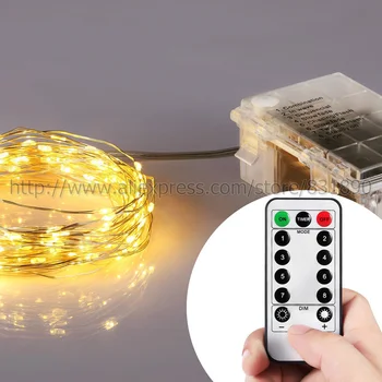 

2016 New 4Color led String Lights Battery 3XAAA Waterproof miro LED 16/33-Feet Silver Wire light with Wireless Remote Controller