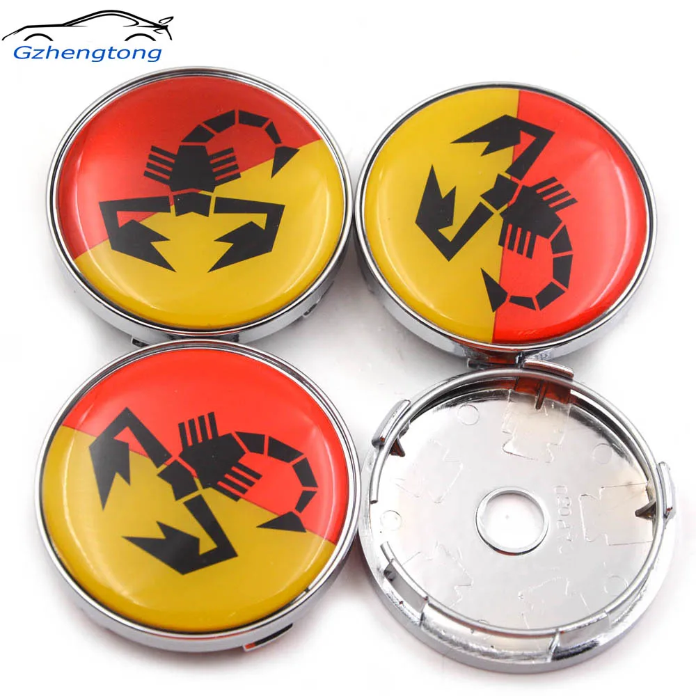 

Gzhengtong 4pcs/Set Sliver Caps 60mm Car Emblem Wheel Hub Caps Centre Cover Caps Red Yellow Scorption Logo for Abarth 500