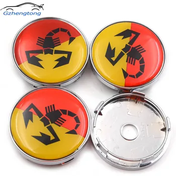 

Gzhengtong 4pcs/Set Sliver Caps 60mm Car Emblem Wheel Hub Caps Centre Cover Caps Red Yellow Scorption Logo for Abarth 500