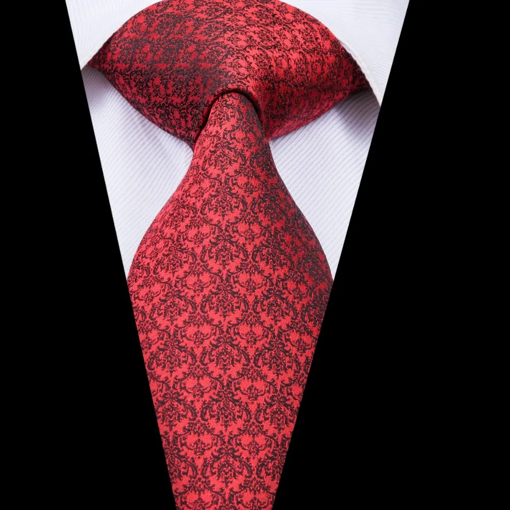 Hi-Tie свадебный красный галстук для мужчин высокое качество Шелковый Цветочный тканый мужской галстук гравата карманные Квадратные запонки набор костюм галстук C-3041