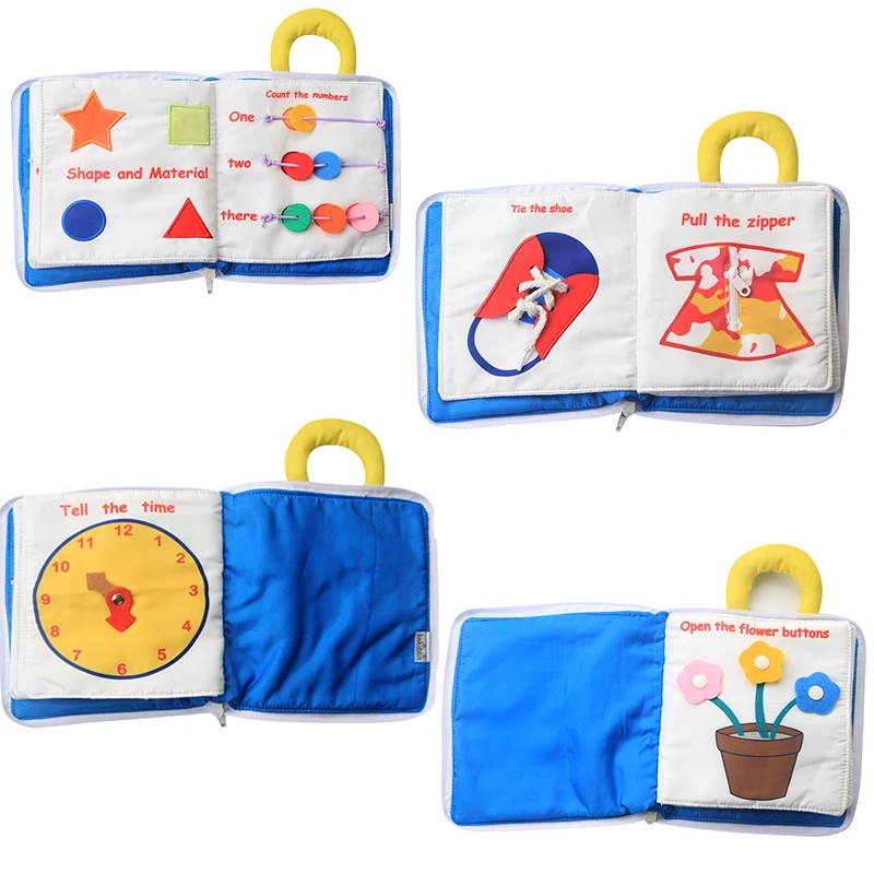 

Early Educational Toys 0-2 Year Toddlers Baby Puzzle Cloth Books Cognitive Development Basic Life Skill Toy