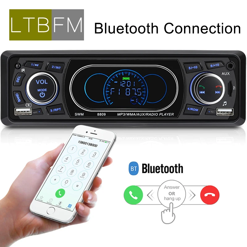 LTBFM Dual USB Bluetooth Autoradio 1 Din Car Radio Coche Recorder Car Stereo Multimedia Player MP3 FM Aux Input SD Clock In Dash