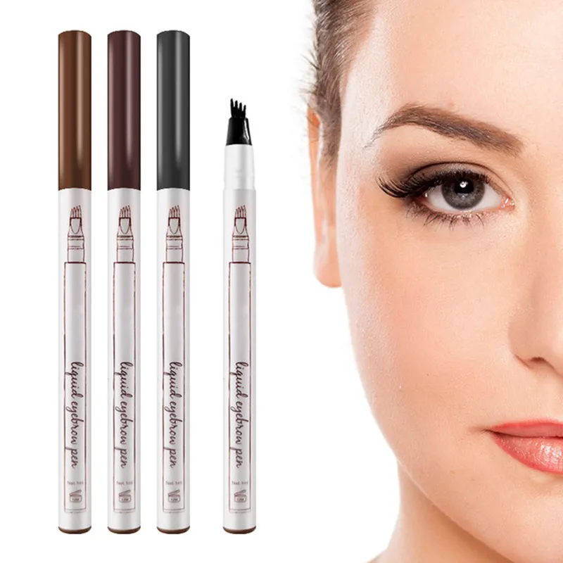 

3 Colors Micro blading Eyebrow Tattoo Pen 4 Head Fine Sketch Liquid Eyebrow Pencil Waterproof Tattoo Eye Brow Pen Smudge-proof