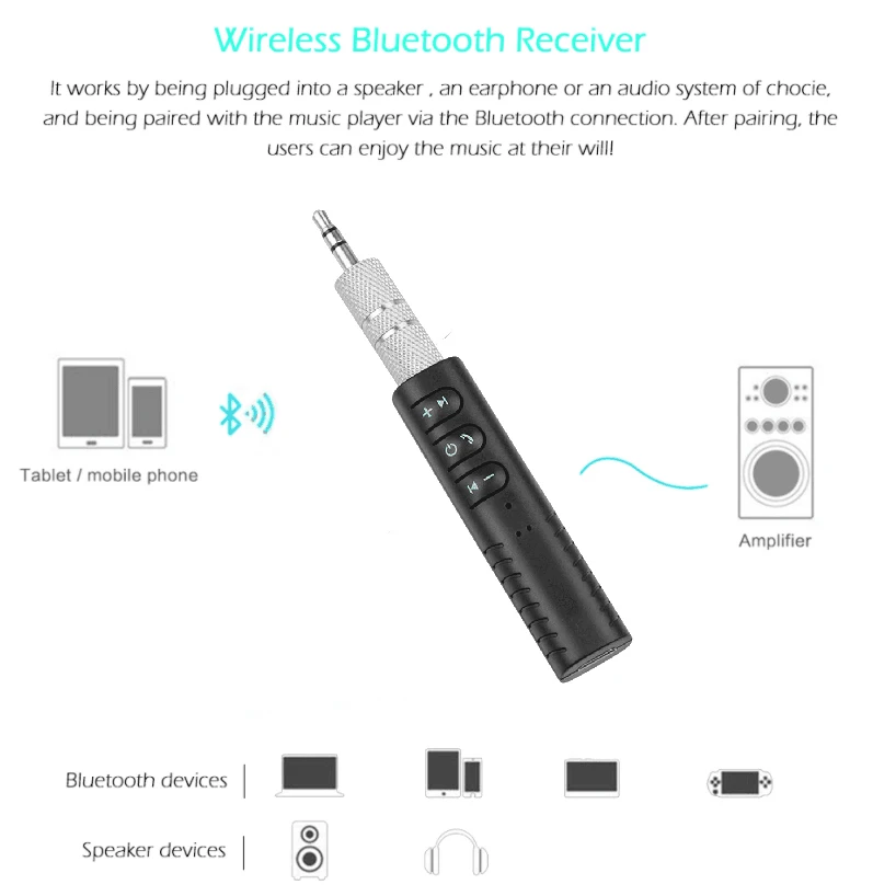 Bluetooth 5,0 аудио приемник беспроводной 3,5 мм разъем громкой связи автомобильный комплект MP3 музыкальный адаптер для автомобиля Радио Mp3 плеер динамик наушники