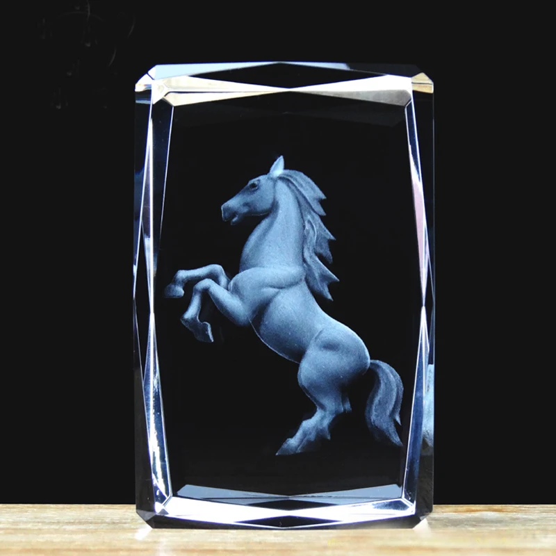 5*5*8 см Кристалл 3D лазер в кубике для украшения дома, детские подарки на день рождения Лошадь зодиака с подарочной коробкой
