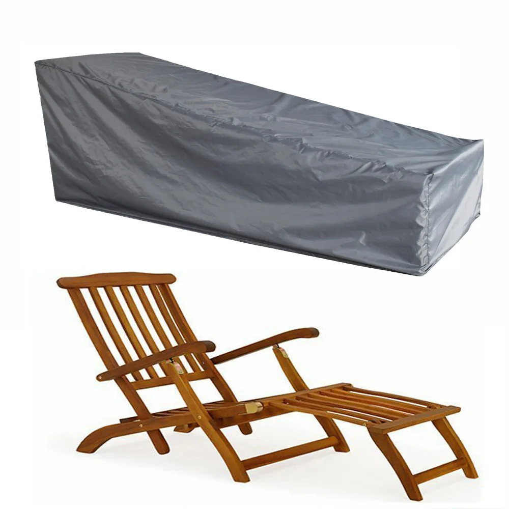 Black/Grey Polyester Lounge Chair Dust Cover Waterproof Outdoor Garden