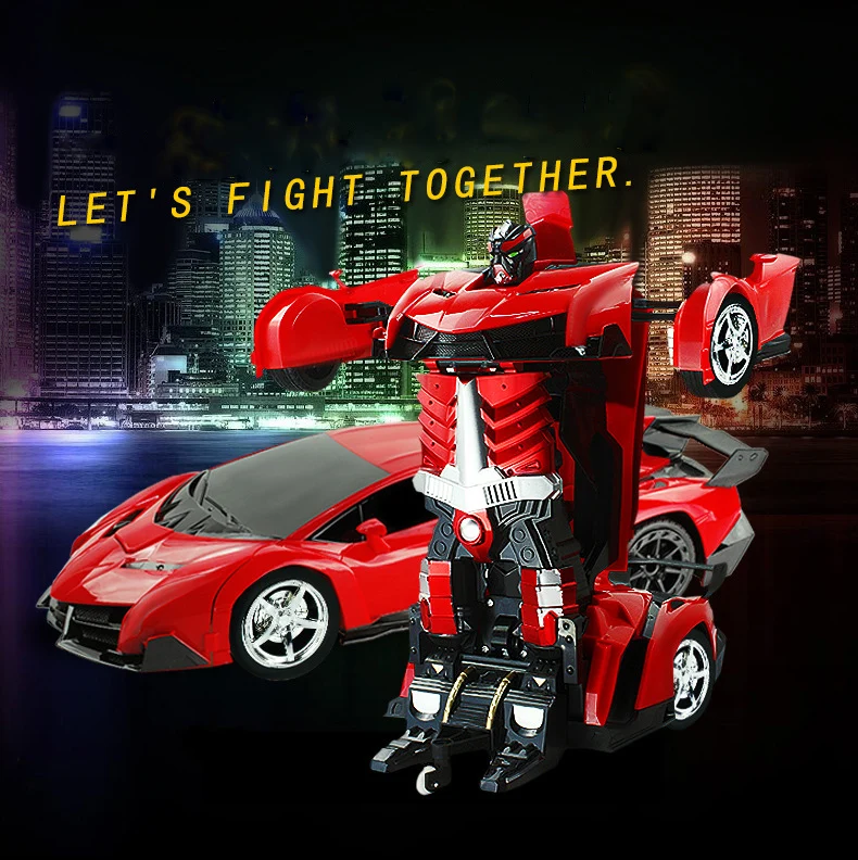 Rc Transformer 2 in 1 RC Car Driving Sports Cars drive Transformation Robots Models Remote Control Car RC Fighting Toy Gift
