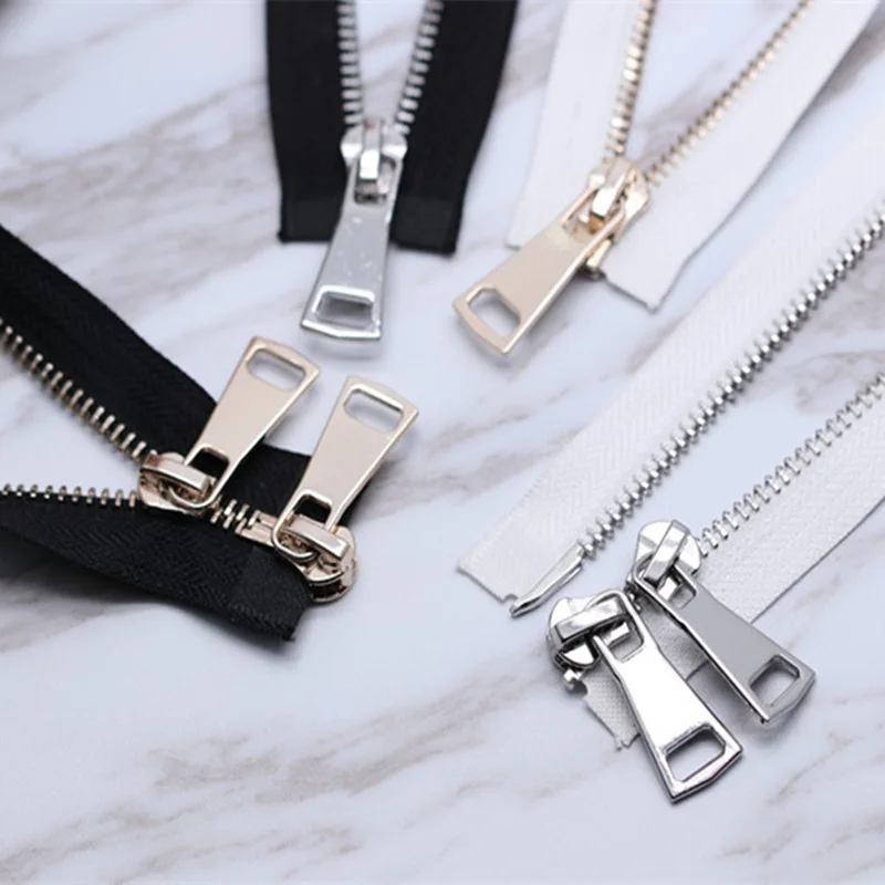 

1PCS sewing accessories NO.5 double-headed two-way light gold& silver metal zipper high-grade jacket jacket leather copper zippe
