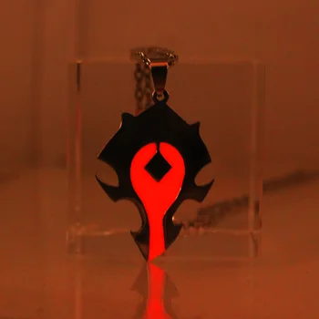 

Glowing RED Horde Symbol Necklace stainless steel Necklace GLOW in the DARK night Fluorescent Christmas gifts