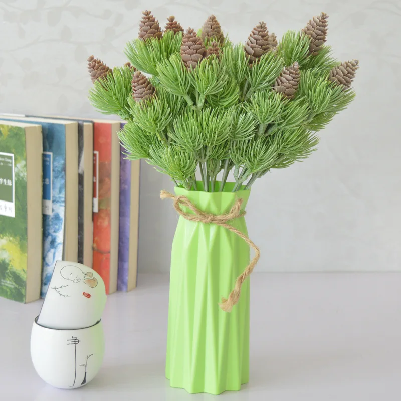 7 Branches Pine Nuts Cones Artificial Plastic Pine Fake Plants Tree For Christmas Wedding Party Decoration JH97 (1)