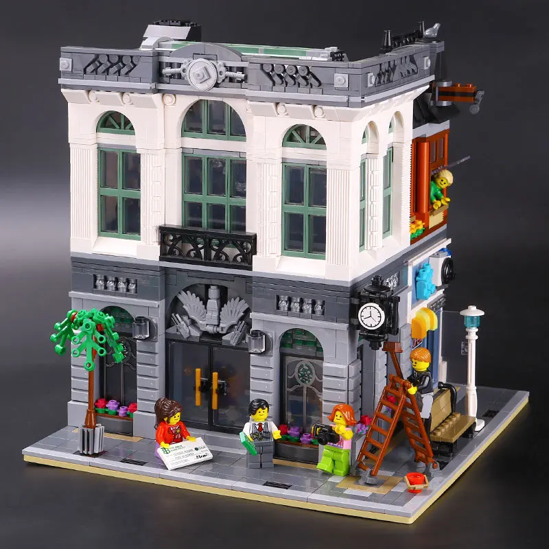 

DHL LEPIN 15001 2413PCS City Street Brick Bank Model Building Assembling Blocks Bricks Toy Compatible With city 10251