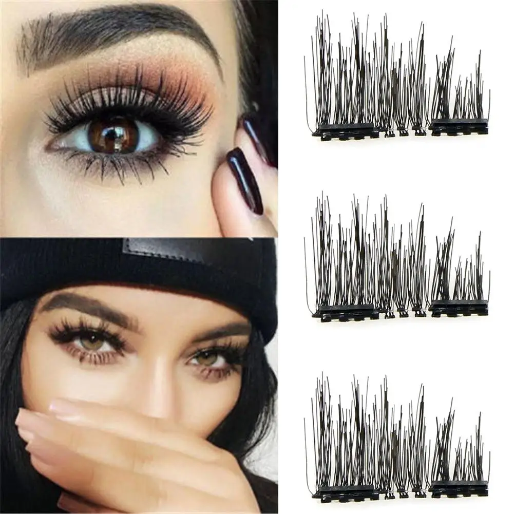 

8Pcs Magnetic Eyelashes Invisible Magnetic Lashes Mink Eyelashes With Tweezers 3D Mink Lashes Thick Full Strip False Eyelashes